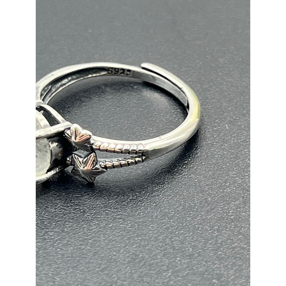 *Sterling Silver 925 Moonstone Oval Cabochon Stars Ring‎ Sz 8.75 Adjustable - Picture 8 of 8